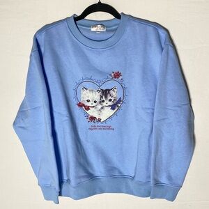Tal Clothing Blue “Girls Don’t Like Boys They Like Cats And Money” Sweatshirt S